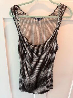 Gap Black White Geometric Tank Top Small Drape Neck Sleeveless Blouse